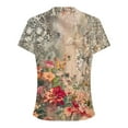 thumbnail image 4 of HAPIMO Women' Plus Size Flowy Round Neck Tees Summer Tops for Women Elegant Pleated Blouses Fashion Clothes Casual Loose Flower Print Tops Dressy Tunic Multicolor XXL, 4 of 6