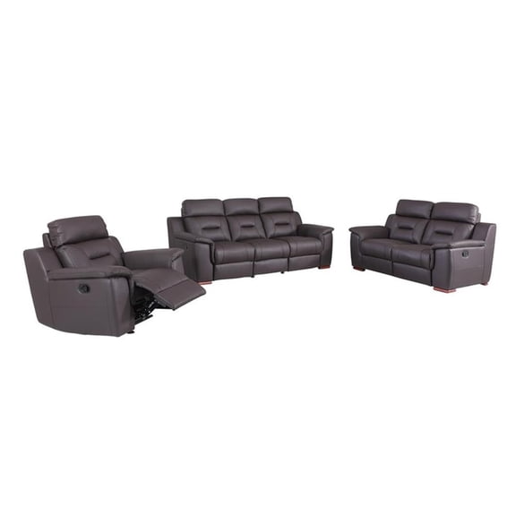 Titan Furnishings Modern Faux Leather Upholstered Sofa Set in Brown