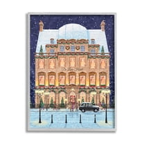 Stupell Industries Winter Hotel Christmas Festival Holiday Painting Gray Framed Art Print Wall Art
