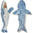 thumbnail image 1 of Mono con Capucha y Manta de Tiburón, Saco de Dormir Portátil Azul para Adultos y Niños, Disfraz Suave y Acogedor, L, 1 of 8