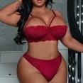 thumbnail image 4 of Birdeem Women Exquisite Plus Size Lace Lingerie Bra+Briefs Set Cut-Out Sleepwear, 4 of 12
