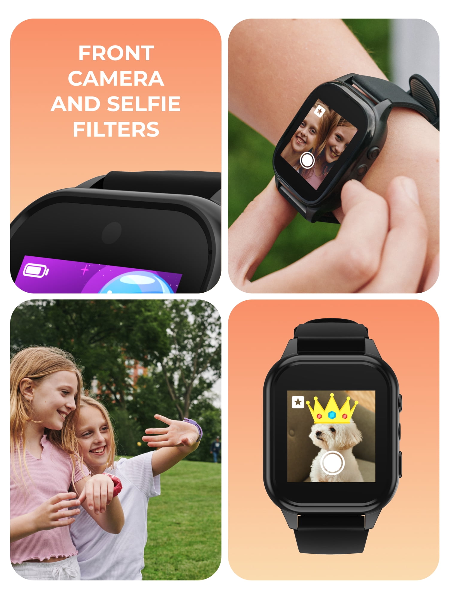 iTech Jr. 4 Kids Boys' Smartwatch with Camera, Audiobooks, and Games – Gray Case with Black Space Pattern Strap