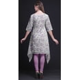 thumbnail image 2 of Bimba Kurti Asymétrique à Imprimé Floral Papillon Violet et Pivoine pour Femmes, Robe d'Été Indienne Tunique, XX-Grand, 2 of 6