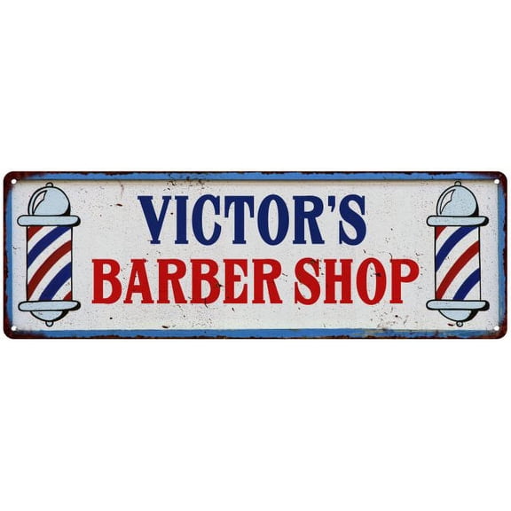 VICTOR'S Barber Shop Hair Salon Gift Metal Sign Retro 6x18 206180031480