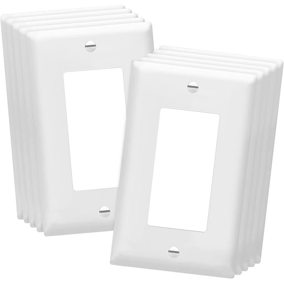 ENERLITES Decorator Light Switch or Receptacle Outlet Wall Plate, Size 1-Gang 4.50 Inches x 2.76 Inches, Unbreakable Polycarbonate Thermoplastic, 8831-W-10PCS, White (10 Pack), UL Listed