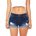 thumbnail image 2 of Dyfzdhu Denim Shorts for Women Low Rise Washed Ripped Jean Shorts Summer Hot Pants with Pockets Navy L, 2 of 8