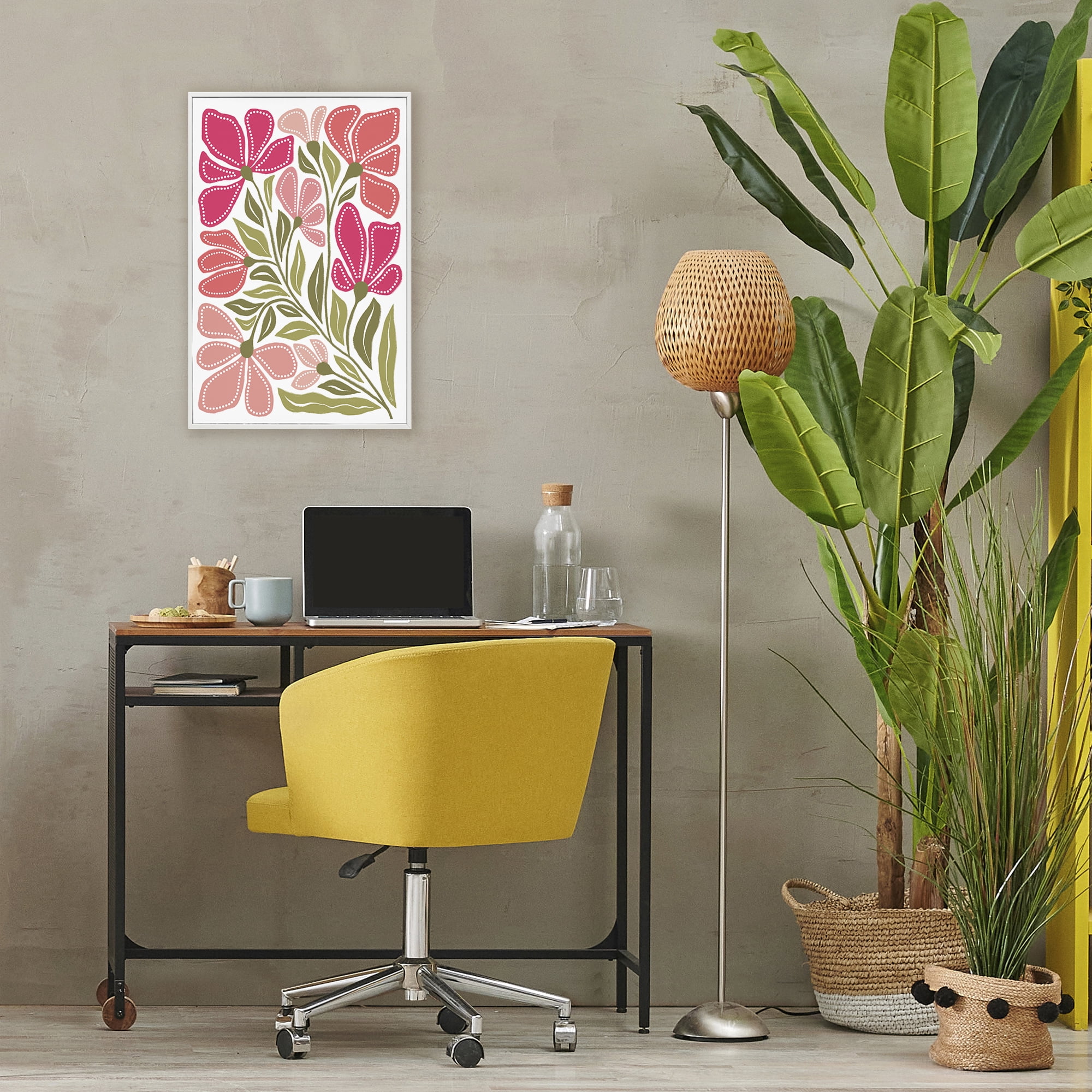 Stupell Industries Bold Midcentury Blooms White Framed Giclee Art, design by Martina Pavlova