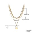 thumbnail image 2 of Collares con colgante de cerradura de acero inoxidable de titanio, joyería de moda Bohemia, collar de cadena de tres capas para mujer N20260, 2 of 5