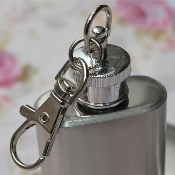 asddcavvf 2oz Mini Stainless Steel Flask Flagon with Keychain Filter Strainer