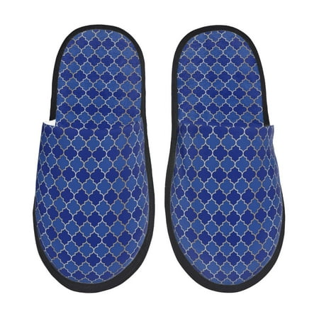 Balery Blue Lantern Shapes Slient Indoor Furry Fleece Comfort House Shoes Soft Non-Slip Home Shoes Cotton slippers House Slippers-- Large