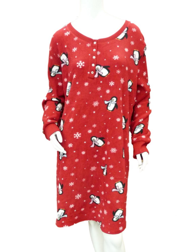 Croft \u0026 Barrow Womens Red Penguin Sleep 