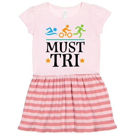

Inktastic Triathlon Sports Gift Must Tri Gift Toddler Girl Dress