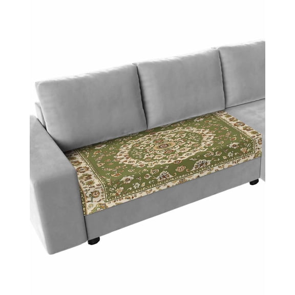 Green Boho Chic Sofa Couch Cushion Covers Washable, Removable Stretchable Sectional Couch Covers, Traditional Classic Geometric Rustic Slipcovers for L & T Shape Sofa Furniture Protector M Size 1 pc