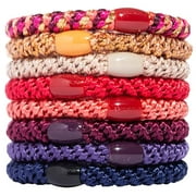 L. Erickson Grab & Go Pony - Morocco - 8 Pack Ponytail Holder Hair Ties - Red Purple Mix