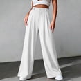 thumbnail image 2 of Miluxas Women's Plus Size Dressy Trousers Pleated Front High Waist Wide Leg Pants Business Casual Loose Trousers with Pockets for Work Commute White, 2 of 6