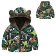 thumbnail image 2 of VNKIDY Girls Coat Kids Children Cartoon Prints Fuzzy Edge Hooded Jacket Winter Long Sleeve Zipper Thermal Coat For Outdoor Wear Leisure Outerwear, 2 of 6