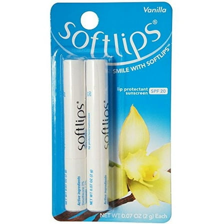 3 Twin-Packs Softlips Lip Protectant Balm, Sunscreen SPF 20, Vanilla