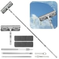 thumbnail image 1 of Window Squeegee 2-in-1 Double-sided Window Squeegee Cleaner Tool with Telescopic 3-Section Pole 180°Rotatable Glass Scraper Window Cleaning Washing Kit for Home Car Glass Door Mirror, 1 of 9