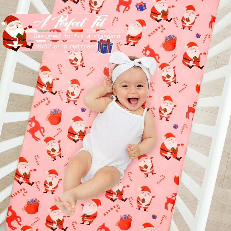 Christmas Crib Sheet Fitted Crib Sheet with Christmas Elements Measuring 52 x 28 to fit Standard Crib Toddler Mattresses Walmart