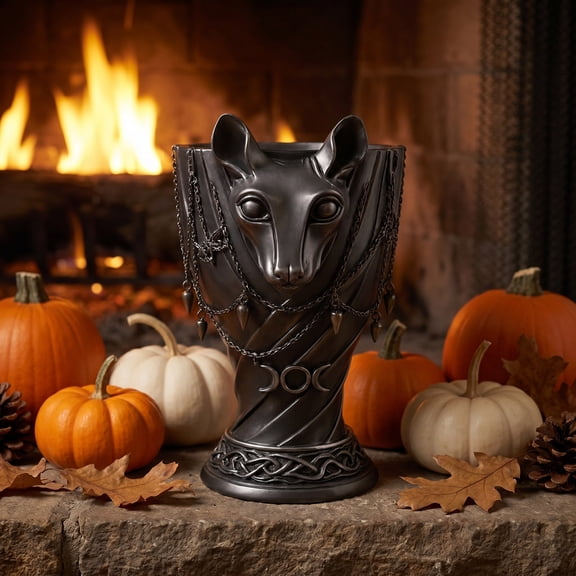 Bat Themed Resin Decorative Vase Ornament, Gothic Spooky Flower Vase Figurine, Unique Tabletop Decor for Home Living Room, Halloween Indoor Decoration for Shelf Mantel, Black