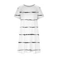 thumbnail image 3 of Pejock Women's Summer Casual Tshirt Dresses O Neck Short Sleeve Loose Dress Sundress with Pockets White B XL (US Size: 10), 3 of 4