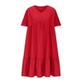 thumbnail image 4 of Ichuanyi Dresses for Women, Fall Fashion Women Summer Casual V-Neck Solid 3/4 Sleeve Loose Dress, 4 of 7