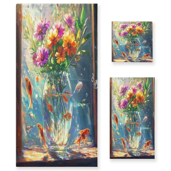 BZSMCE 3piece Bath Towel Sets Hand Bath Towels Fashion Summer Serenity Printed Towel Sets