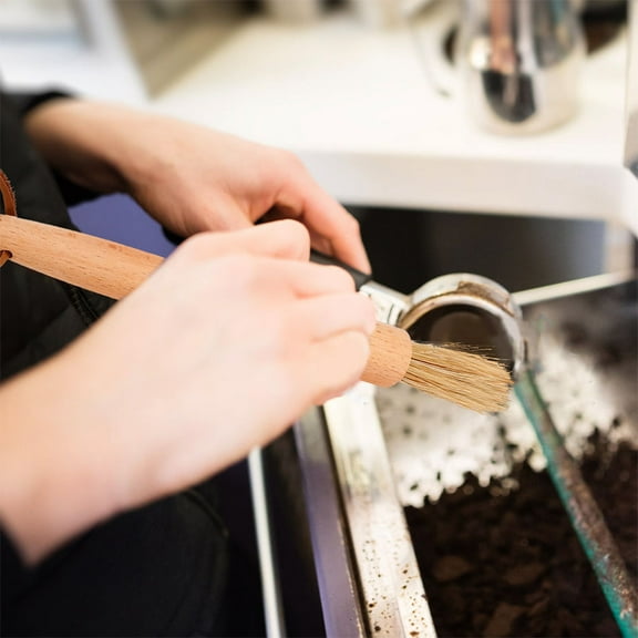 MLINS  2 Pcs Coffee Cleaning Brush Espresso Maker Cleaner Tool Beige