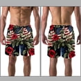 thumbnail image 3 of luoweisi Men's Beach Shorts Quick Dry Swim Trunks with Mesh Lining American Flag and Plants XL, 3 of 5