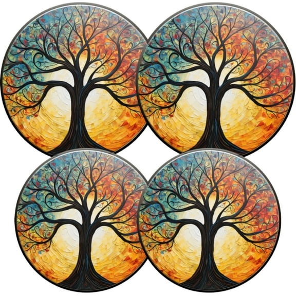 Gas Stove Burner Cover,Electric Stove Top Protector,Easy to Clean,Artistic Tree with Mosaic - style Leaves