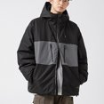 thumbnail image 2 of Windbreaker Men Windbreaker Front-Zip Jacket Color Block Thick Windproof Water Proofing Pocket Zipper Outdoor Jacket Black M, 2 of 5