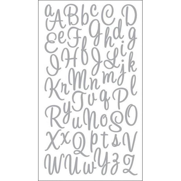 Alphabet Stickers-Sweetheart Script Petit Paillettes Argent