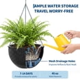 thumbnail image 4 of 13.8" Self-Watering Hanging Planters, 4-Pack Round Resin Baskets for Indoor & Outdoor Plants, Rattan-Style Flower Pots with Drainage Plug, Deep Inner Container & Metal Triple-Chain Hangers, 4 of 7