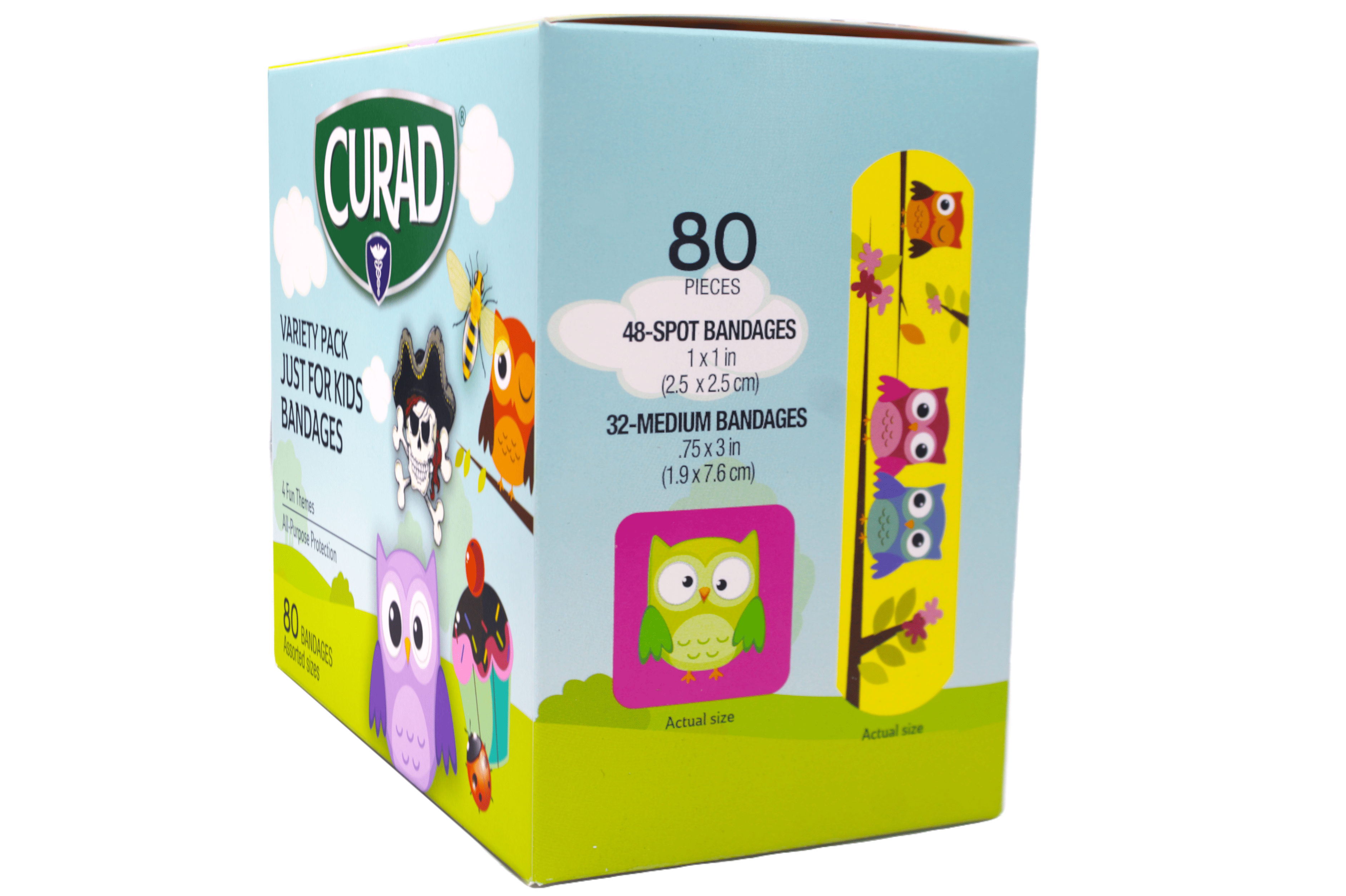 5 Pack - Curad Just for Kids Bandages, 4 Fun Themes, Colorful, All-Purpose Protection Plastic Bandages, 4-Sided Seal, Variety of Sizes, 80 Count