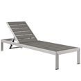 thumbnail image 4 of Modway Shore Plastic Wood Reclining Patio Chaise Lounge in Silver and Mocha, 4 of 4
