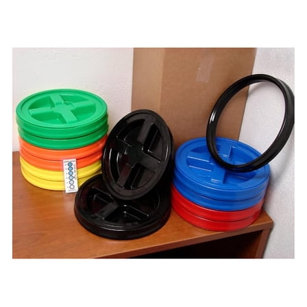 Seal Lid, Assorted Colors, 12 Pack - New! - Boxed! - 5 Gallon Bucket Lids (Fits 3.5, 5, 6, & 7 Gal.) Storage Container Lid