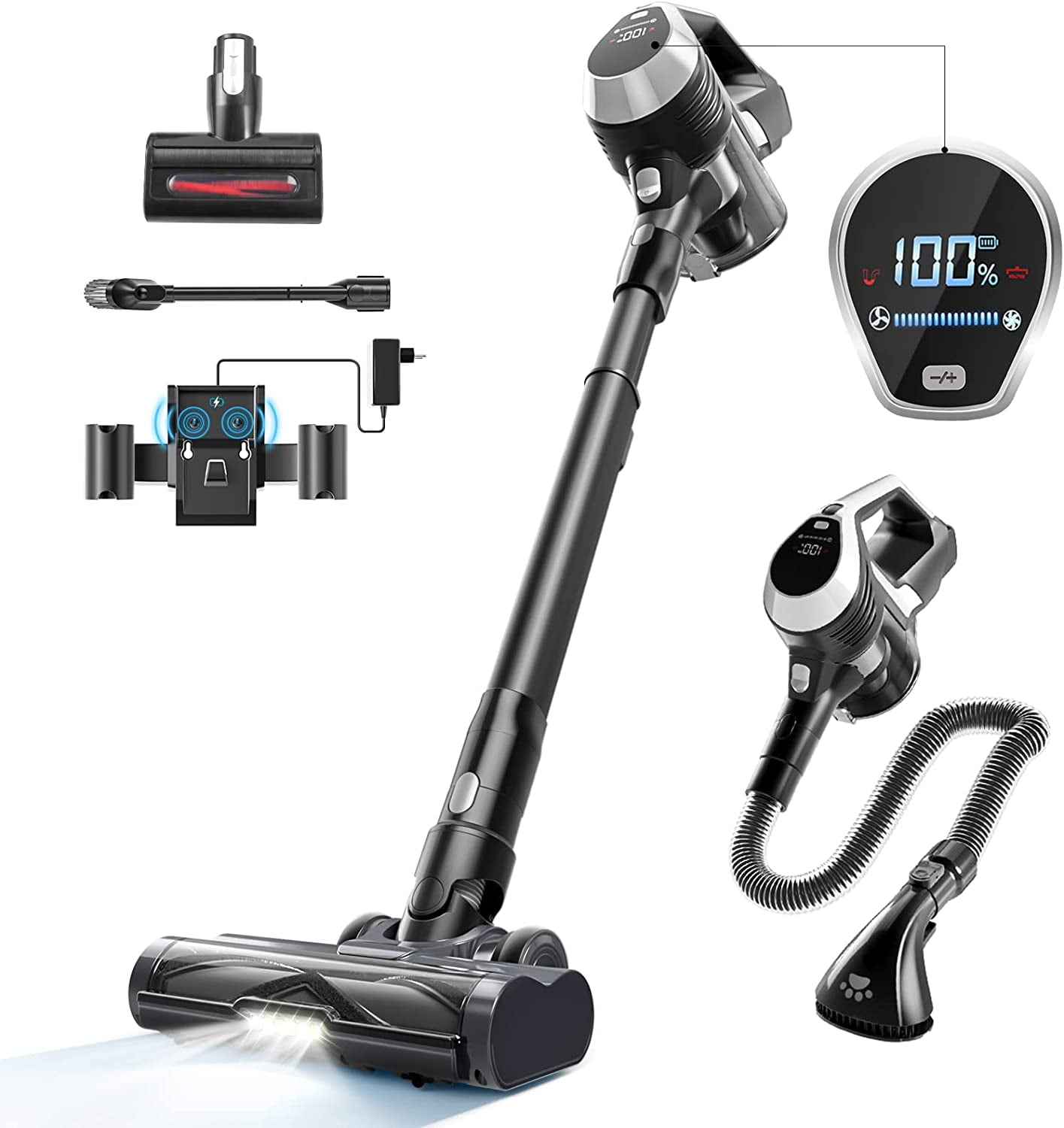 Busybudy Cordless Vacuum Cleaner with Pet Brush, Stick Vacuum Cleaner