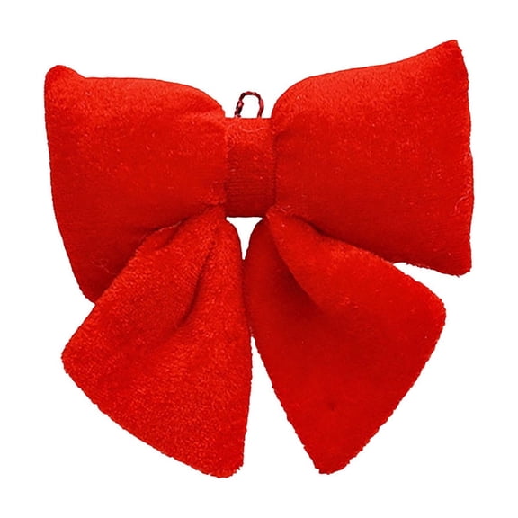 WWG Fabric Hanging Bow Decoration, Dimensional Christmas Tree Bow Ornament, Holiday Ribbon Bow with Hanging Loop, Reusable Wreath Garland Accessory, for Christmas Tree Entryway Window Fireplace
