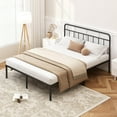 thumbnail image 3 of 12 inches King Size Bed Frame with Minimalist headboard,Metal Platform Base with Strong Metal Slats,Mattress Foundation for Under Bed Storage,Easy Assembly,Black, 3 of 8