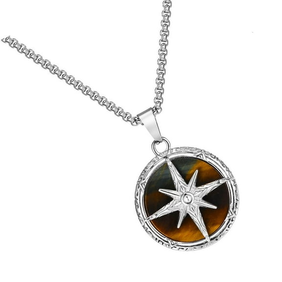 Stainless Steel Compass Necklace Men Spiritual Jewelry Suitable for Boyfriend