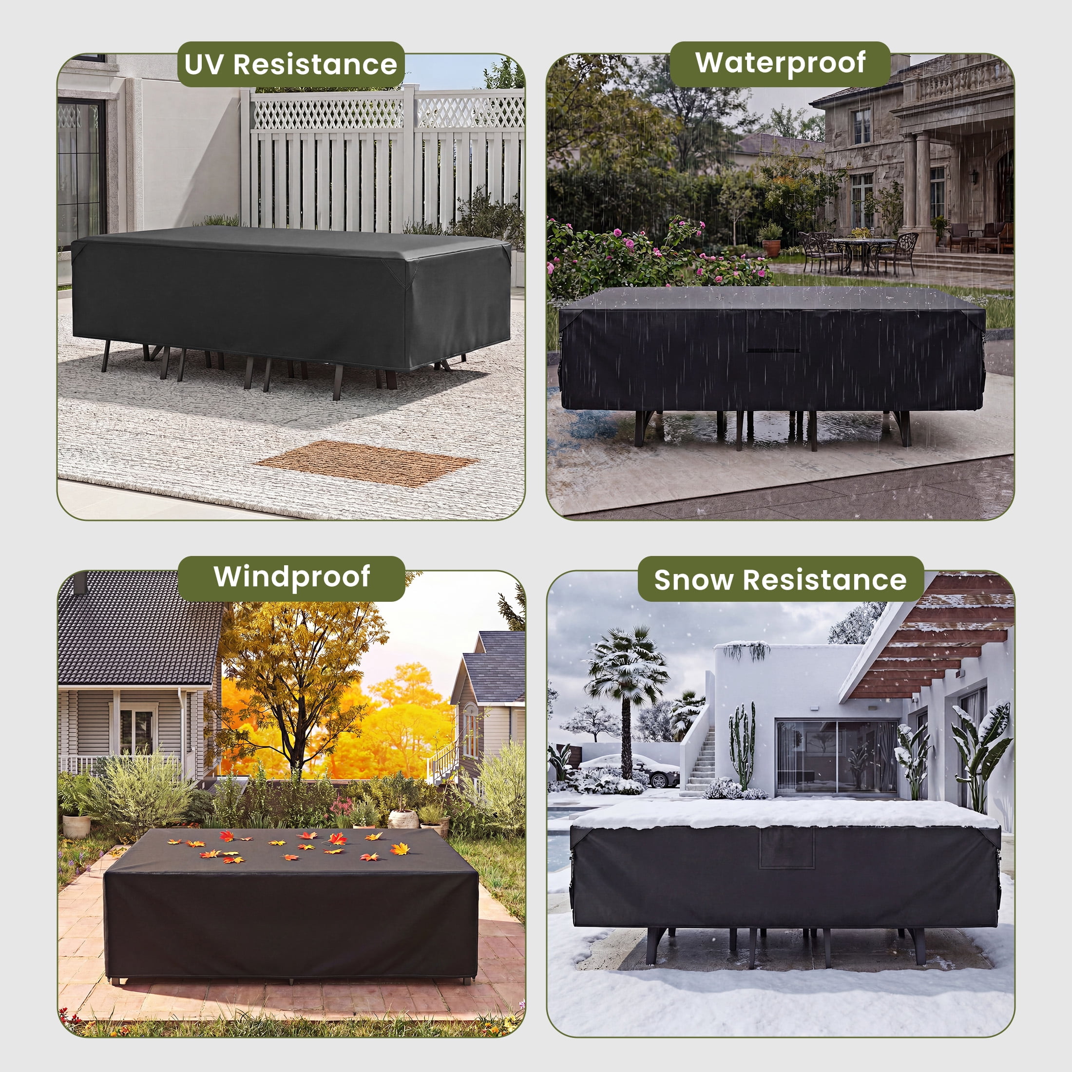 EDX Heavy Duty Patio Couch Cover, Waterproof UV-Resistant for Outdoor Sofa & Rectangular Furniture Set, 108" x 82" x 28"