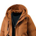 thumbnail image 4 of Men's Solid Color Hooded Zipper Multi-Pocket Cargo Thickened Long Sleeve Parka, 4 of 9