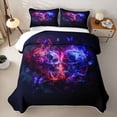 thumbnail image 2 of Homewish Death Skull Quilt Full,Skeleton Halloween Full Bedspread Sets,Red Blue,3 Pieces, 2 of 7