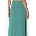thumbnail image 6 of TheMogan Women's Casual Lounge Solid Foldable High Waist Draped Jersey Relaxed Long Maxi Skirt Dusty Teal 1X, 6 of 7