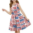thumbnail image 2 of Cleaning Girl's Summer Sequin Print Dress Round Neck Sundress Mini Tank Dresses Waist Cinched Children'S Sundress Independence Day Patriotic Dress Usa Flag Star Printed Beach Sun-Dress, 2 of 6