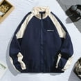 thumbnail image 4 of Skymirror Hip Hop Jacket Patchwork Windbreaker Coats for Women Men Casual Zipper Stand-up Collar Block Outerwear for Spring Autumn Outdoor Sports Party, 4 of 8
