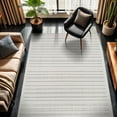 thumbnail image 3 of CAMILSON Micro Loop High-Low Pile Stain Resistant Indoor Area Rugs Striped-White 9x12, 3 of 8
