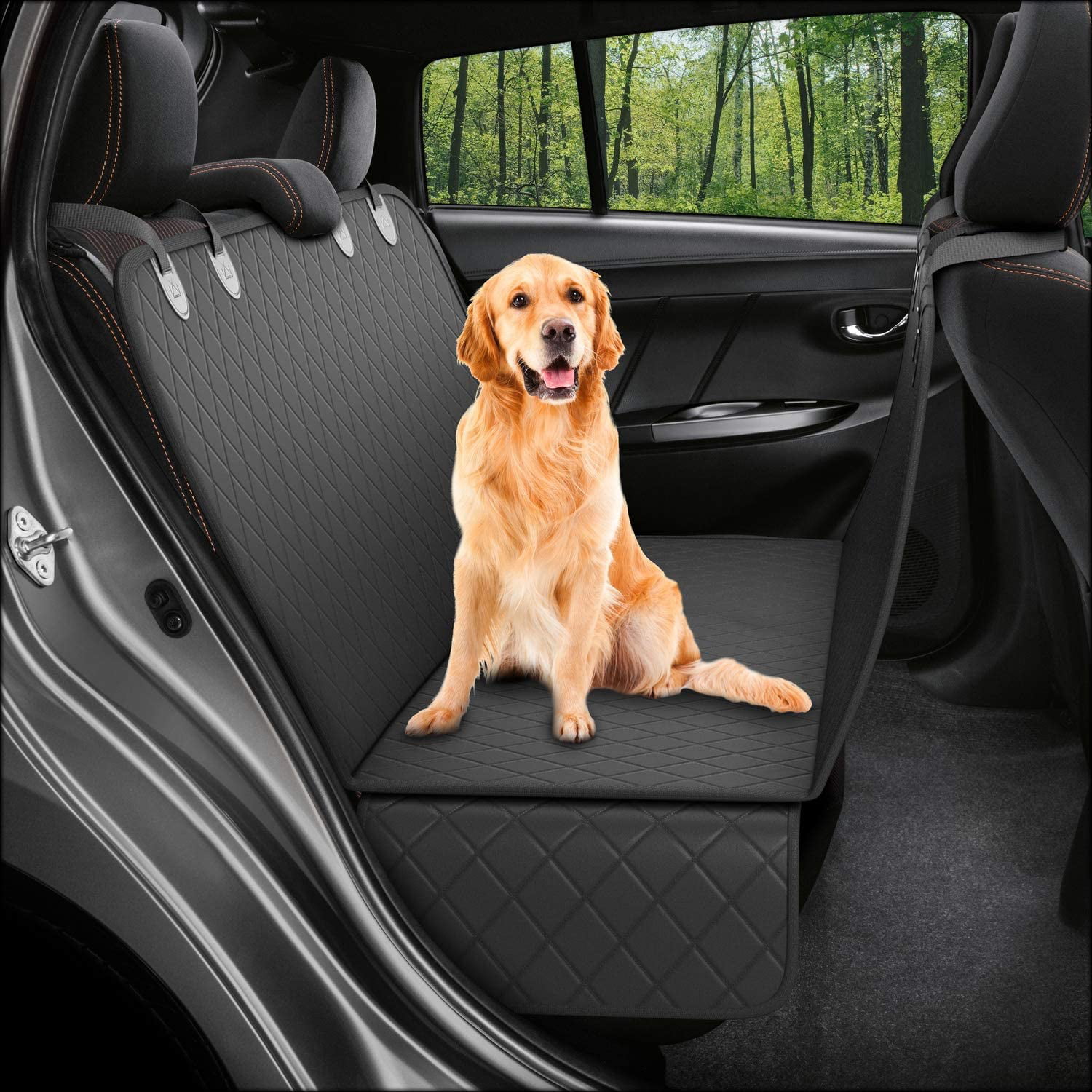Waterproof Pet Seat Cover Hammock Car Seat Covers for Pets Dog Stain-proof Black 