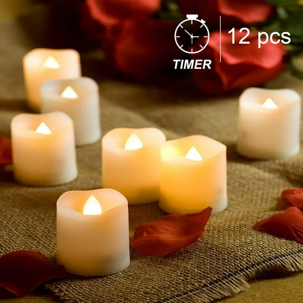12PCS Flameless Votive Candles with Timer, Battery Operated Flickering