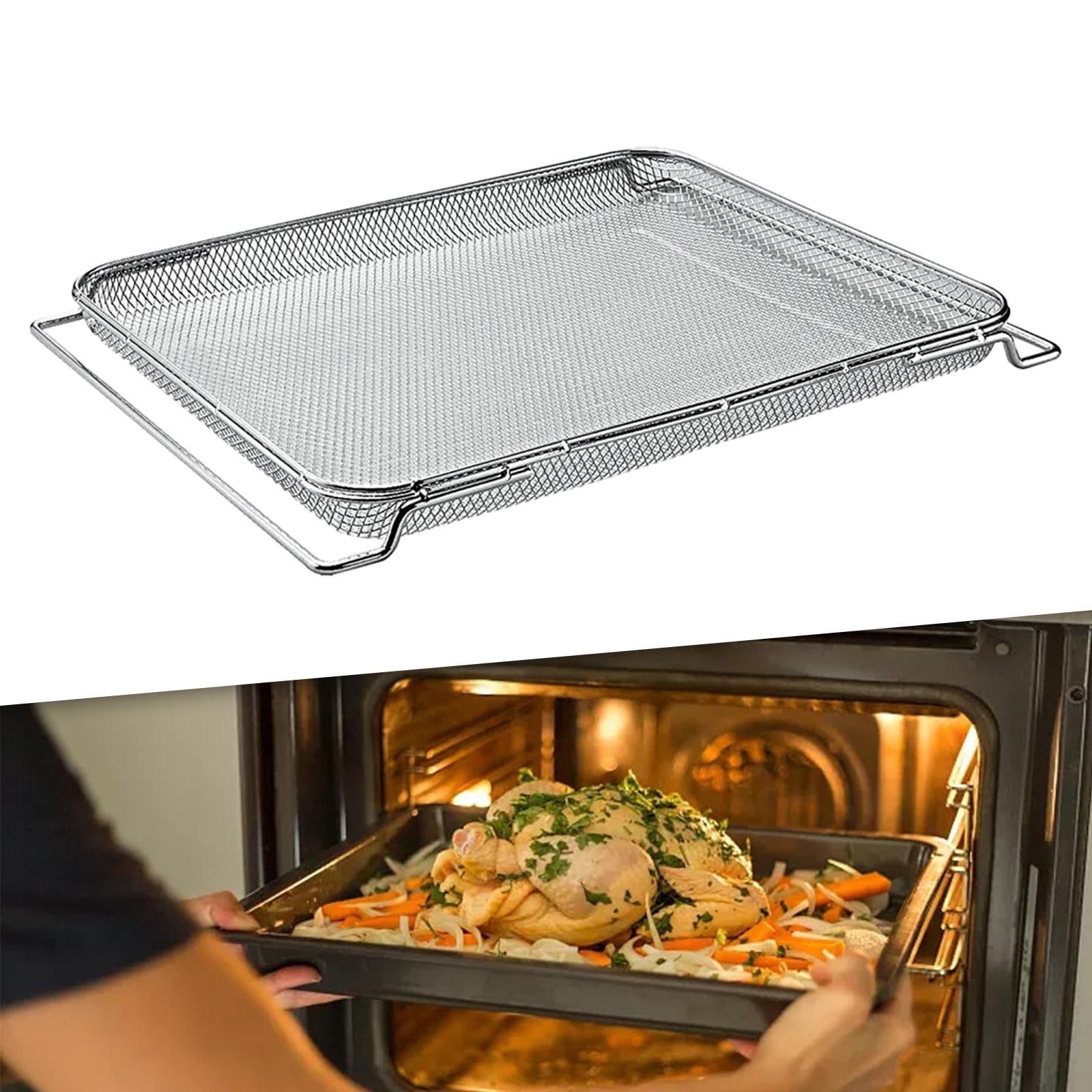 Oven Grill Mesh Grill Basket Replacement Oven Tools Stainless Steel Multipurpose Oven Baking Tray for Fries, Bread Chicken